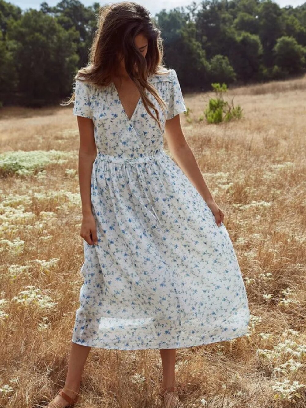 Christy Dawn Dawn Dress - White and Blue Floral - One Size